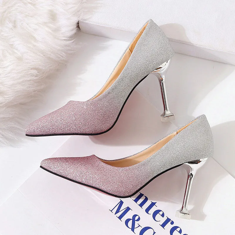 Christine  Gradient Sexy Franzsische Stilettos mit Spitz