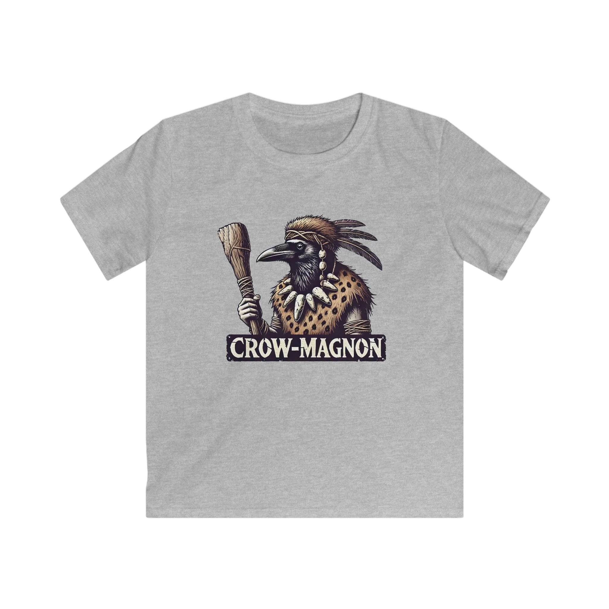 Crow-magnon Funny  Caveman Crow Meme Shirt | Funny Corvid Bird Shirt | Crow Art Bird Lover Gift | Kids Soft Style Tee