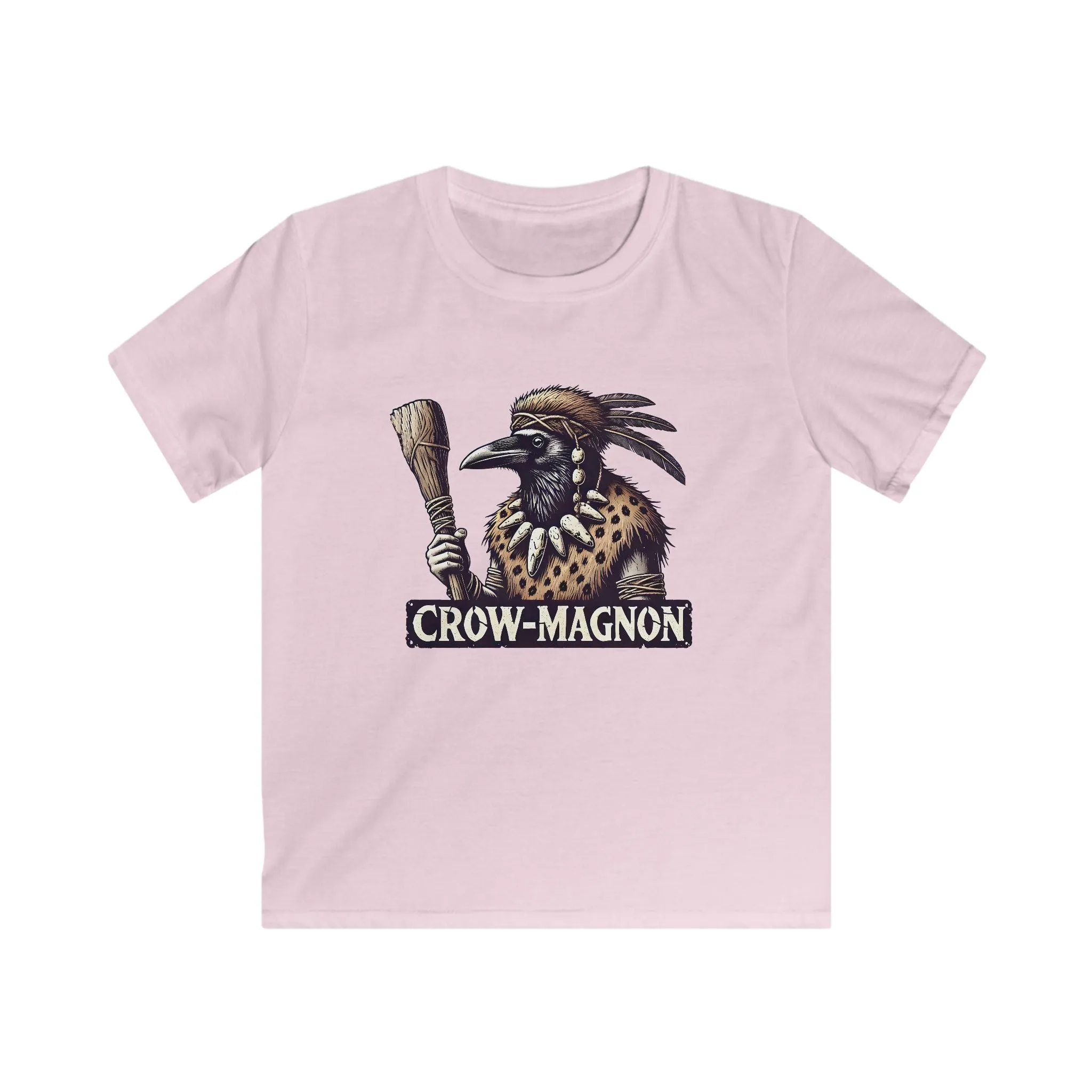 Crow-magnon Funny  Caveman Crow Meme Shirt | Funny Corvid Bird Shirt | Crow Art Bird Lover Gift | Kids Soft Style Tee