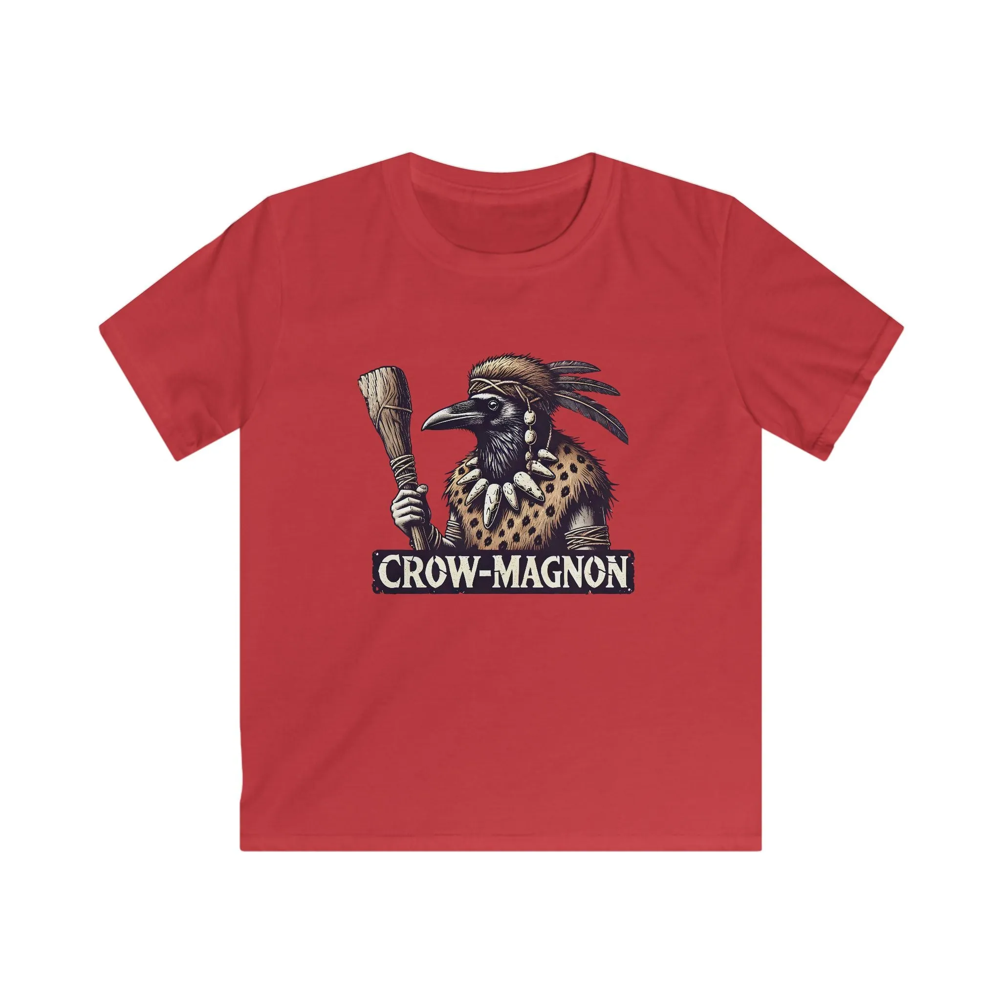 Crow-magnon Funny  Caveman Crow Meme Shirt | Funny Corvid Bird Shirt | Crow Art Bird Lover Gift | Kids Soft Style Tee