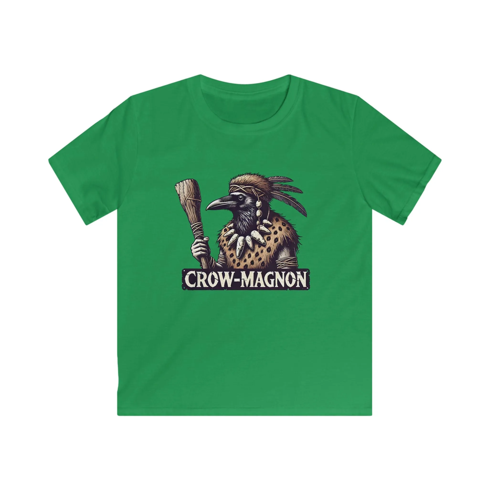 Crow-magnon Funny  Caveman Crow Meme Shirt | Funny Corvid Bird Shirt | Crow Art Bird Lover Gift | Kids Soft Style Tee