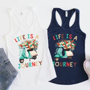 Life Is A Journey Italy Shirt | Italy Travel Gifts | Italy Vacation Shirt | Gift For Her | Women's Slim-fit Racerback Tank Top