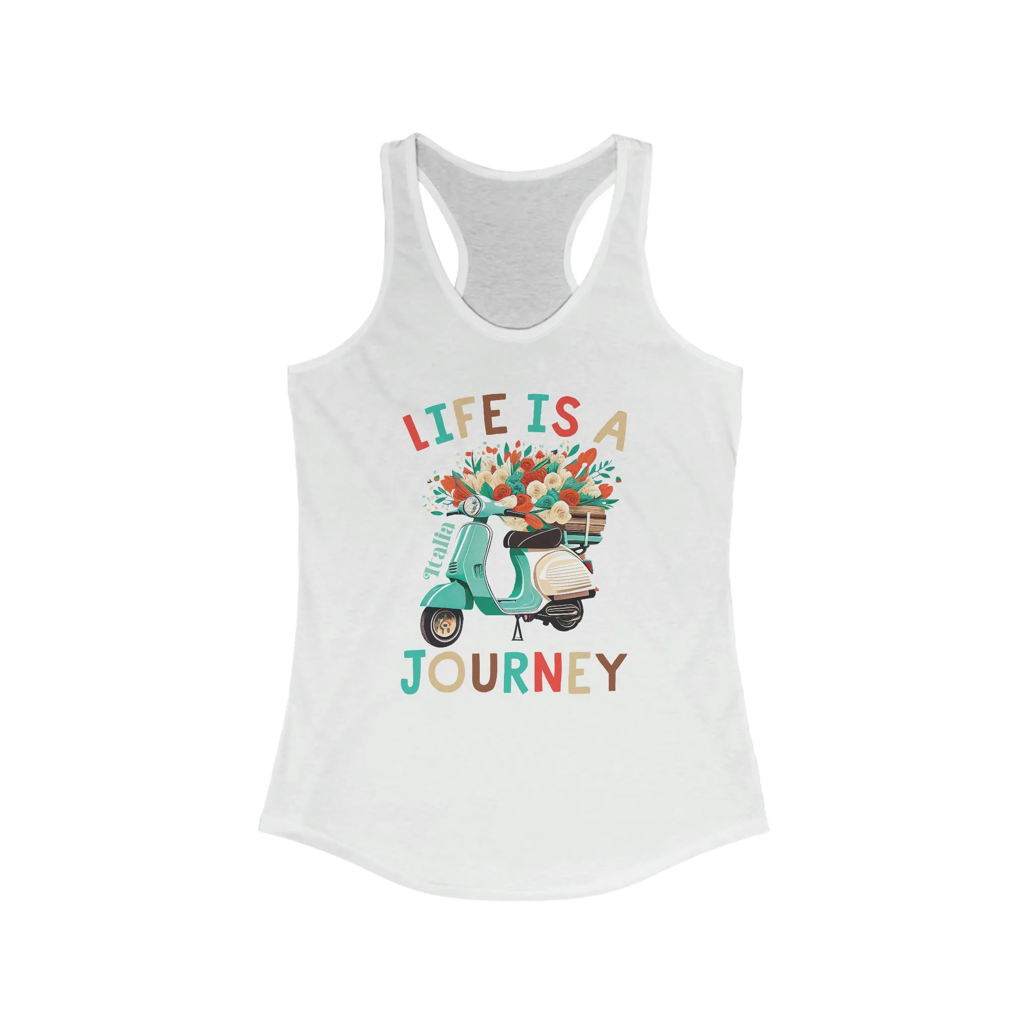 Life Is A Journey Italy Shirt | Italy Travel Gifts | Italy Vacation Shirt | Gift For Her | Women's Slim-fit Racerback Tank Top