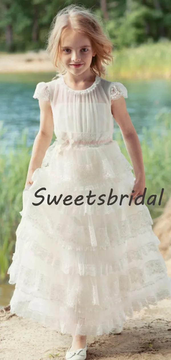 Lovely Round Neck Sleeveless A Line Tulle Flower Girl DressesGTE2136