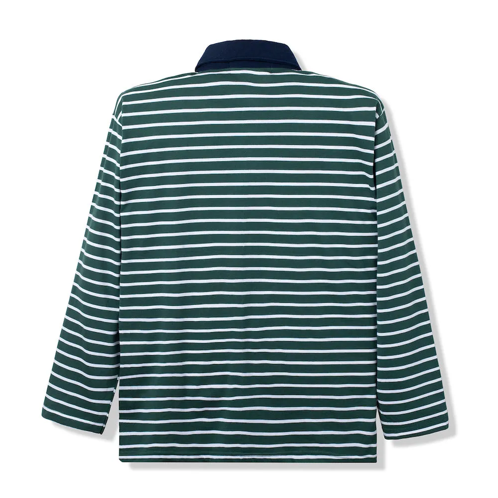 Rugby Polo Stripes Green Navy Long Sleeve