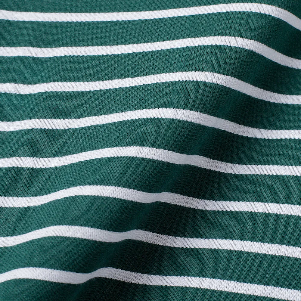 Rugby Polo Stripes Green Navy Long Sleeve