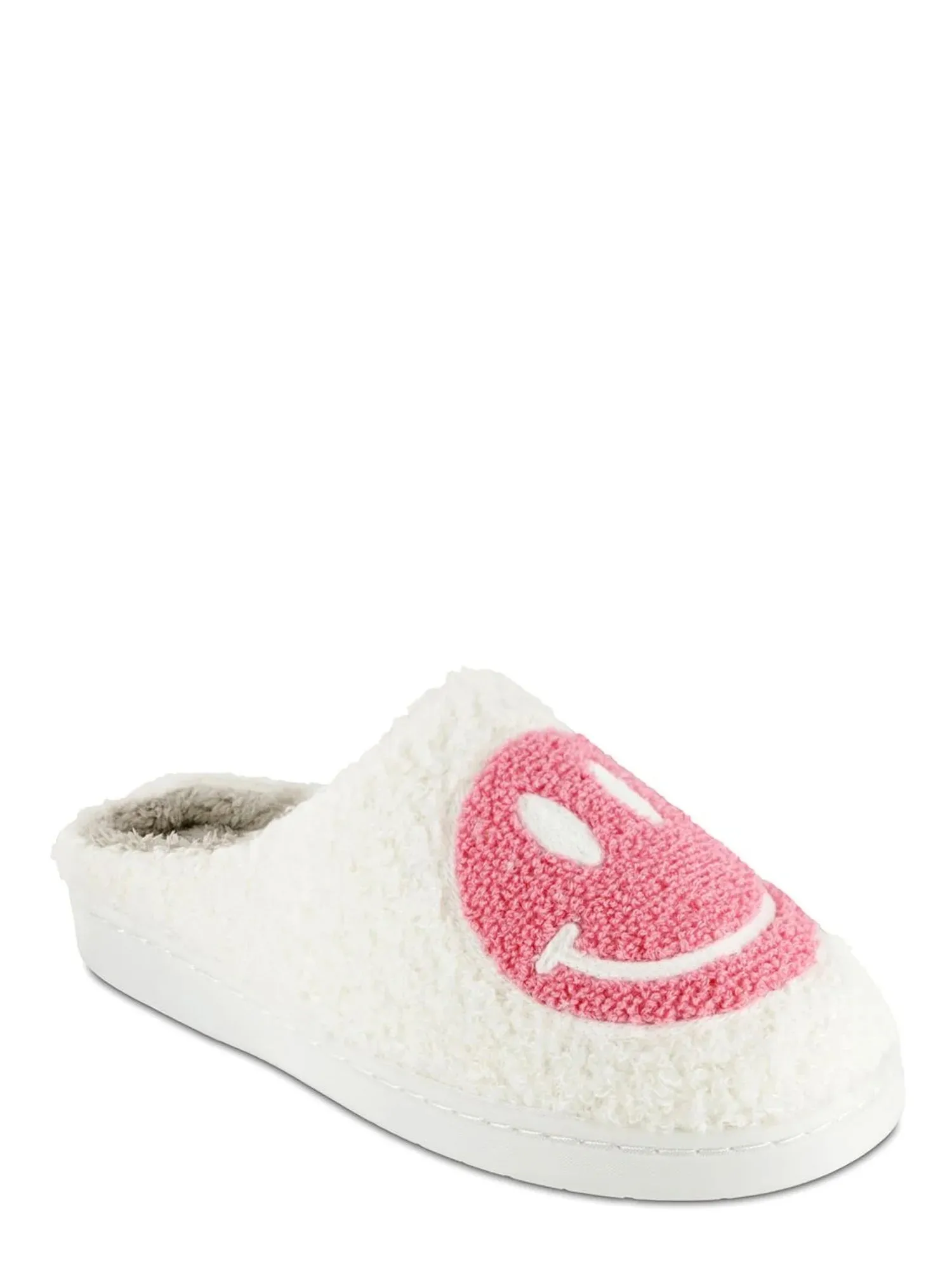 S R Women's Smiley Graphic Cozy Slide Slipper