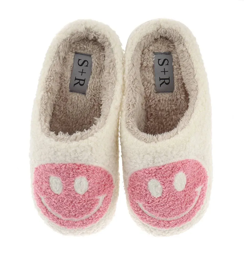 S R Women's Smiley Graphic Cozy Slide Slipper