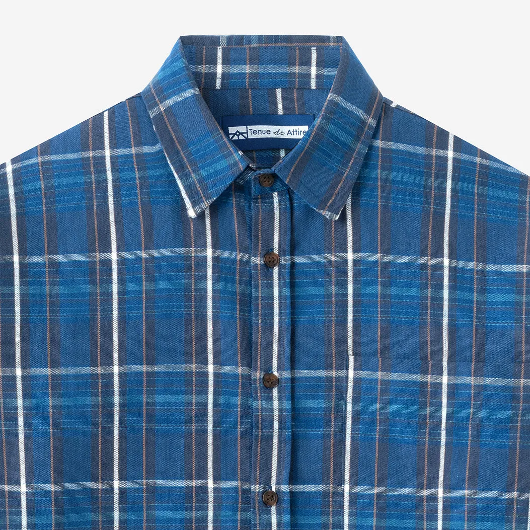Summer Classic Long Sleeve Shirt - Blue Square